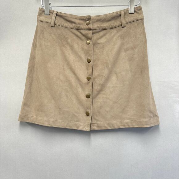Marine Layer Rosie Faux Suede A-Line Mini Skirt in Birch Size Small - Picture 3 of 15